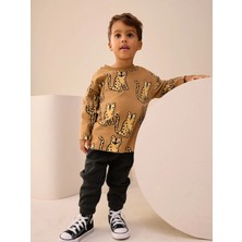 Next Baby Pamuklu Kahverengi Leopar Desenli Uzun Kollu Alt Üst Takım