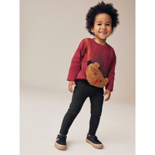 Next Baby Pamuklu Kırmızı/siyah Geyikli Noel Bel Çantalı Alt Üst Takım