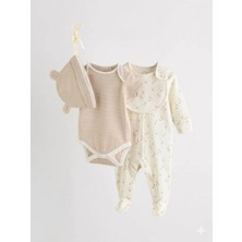 Next Baby Pamuklu Krem Yenidoğan 4'lü Hastane Çıkışı Set