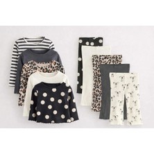 Next Baby Beyaz Siyah Uzun Kollu 5'li Alt Üst Takım