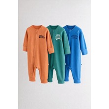 Next Baby Pamuklu Çok Renkli 3'lü Tulum Set