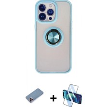 İlk El Grup Ieg™ iPhone 13 Pro Max Kılıf Yörünge Çizgi - Siyah 3D Antistatik Cam Ekran Koruyucu + Pembe Shine Kamera Lens Koruma Cam
