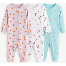 Next Baby Pamuklu Lila Baskılı 3'lü Tulum Set