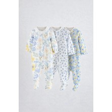 Next Baby Pamuklu Beyaz Dantel Yaka 3'lü Tulum Set