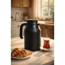 Calperia 2 Litre Paslanmaz Çelik Çay Termosu, Siyah Renk