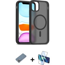 İlk El Grup Ieg™ iPhone 11 Pro Max Siluet Minimal Prime - Siyah 3D Antistatik Cam Ekran Koruyucu + Gümüş Metal Kamera Lens Koruma Cam