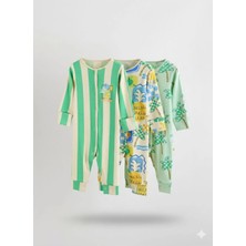 Next Baby Pamuklu Ananas Desenli 3'lü Tulum Set