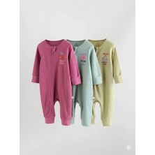 Next Baby Mor Yeşil Ayaksız 3'lü Tulum Set