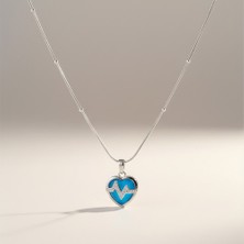 Valmont Accessories Kalp Atışı Detaylı Mavi Taşlı 40+5 cm Ayarlanabilir Çelik Kadın Kolye