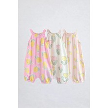 Next Baby Pamuklu Pembe Limon Desenli 3'lü Romper Set