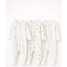 Next Baby Pamuklu Beyaz Animal 3'lü Tulum Set