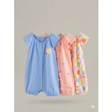 Next Baby Pamuklu Çiçek Desenli 3'lü Romper Set