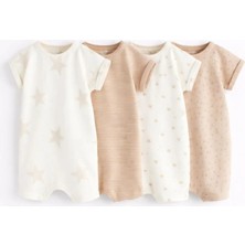 Next Baby Pamuklu Krem Baskılı 4'lü Romper Set