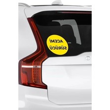 Calperia Sarı Zemin Üzerine Siyah Yazılı Acemi Sürücü Sticker - 15X15 cm