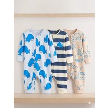 Next Baby Pamuklu Balina Desenli 3'lü Tulum Set