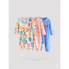 Next Baby Pamuklu Çiçek Desenli 3'lü Tulum Set