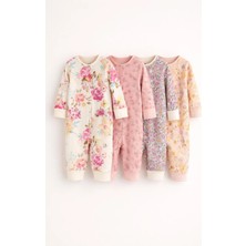 Next Baby Pamuklu Turuncu Baskılı Ayaksız 4'lü Tulum Set
