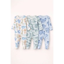 Next Baby Pamuklu Mavi Safari 3'lü Tulum Set