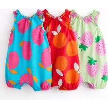 Next Baby Pamuklu Mavi Baskılı 3'lü Romper Set