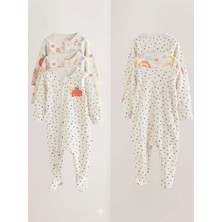 Next Baby Pamuklu Gökkuşağı Desenli 3'lü Tulum Set