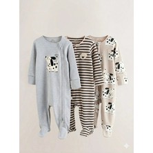 Next Baby Pamuklu Köpek Desenli 3'lü Tulum Set