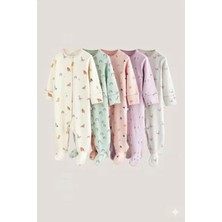 Next Baby Pamuklu Krem Hayvan Baskılı 5'li Tulum Set