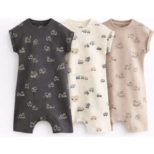 Next Baby Pamuklu Siyah Beyaz Baskılı 3'lü Romper Set