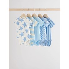 Next Baby Pamuklu Kısa Kollu Yıldız Desenli 5'li Body Zıbın Set