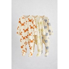 Next Baby Pamuklu Yengeç Desenli 3'lü Tulum Set