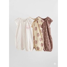 Next Baby Pamuklu Krem Mocha 3'lü Romper Set