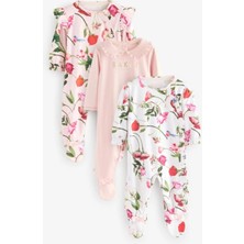 Next Baby Pamuklu Baker Çiçek Desenli 3'lü Tulum Set