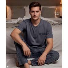 Arcan Erkek Düğme Yaka Kısa Kol Compact Penye Pijama Takımı 65130F - 1 Adet