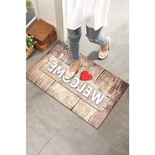 Calperia Monnheın Kapı Önü Paspası - Modern ve Şık Kapı Paspası | Ev, Ofis ve Dış Mekân Kullanımı Için (Ahşap Desenli Welcome)