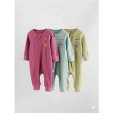 Next Baby Mor Yeşil Ayaksız 3'lü Tulum Set