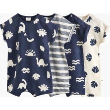 Next Baby Pamuklu Lacivert Baskılı 4'lü Romper Set