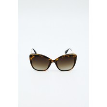 Tyn Store Vıona Kadın Cat Eye Güneş Gözlüğü Leopar Desenli Çerçeve Kahverengi Degrade Cam Gold Detaylı UV400