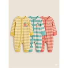 Next Baby Pamuklu Meyve Desenli Ayaksız 3'lü Tulum Set