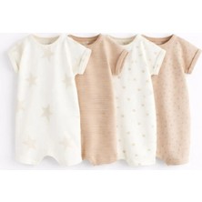 Next Baby Pamuklu Krem Baskılı 4'lü Romper Set