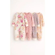 Next Baby Pamuklu Turuncu Baskılı Ayaksız 4'lü Tulum Set