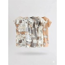 Next Baby Pamuklu Animal Desenli 4'lü Romper Set