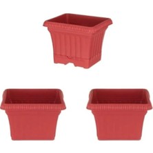 Esranın Dünyası 3'lü Mercan Kırmızı Balkon Saksı Seti (2.2 Litre)