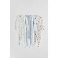 Next Baby Pamuklu Mavi Londra Desenli 3'lü Tulum Set