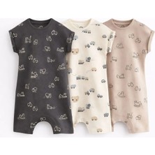Next Baby Pamuklu Siyah Beyaz Baskılı 3'lü Romper Set