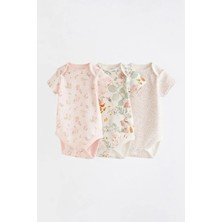 Next Baby Pamuklu Tavşan Desenli Kısa Kollu 3'lü Body Zıbın Set
