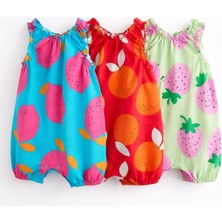 Next Baby Pamuklu Mavi Baskılı 3'lü Romper Set