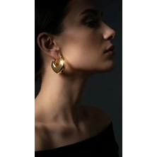 Gold Bombeli Hafif Şık Küpe 2.80CM