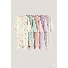 Next Baby Pamuklu Krem Hayvan Baskılı 5'li Tulum Set