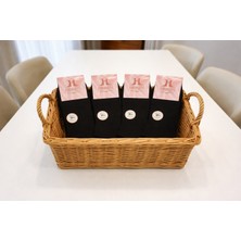 Heren Socks Heren Bambu Plus 4'lü Desensiz Siyah Kadın Patik Dikişsiz , Yıkamalı
