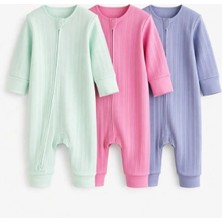Next Baby Pamuklu Pastel Renkler 3'lü Tulum Set
