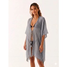 Trend Nexus Yaz Modası Ip Detaylı Gri Pareo